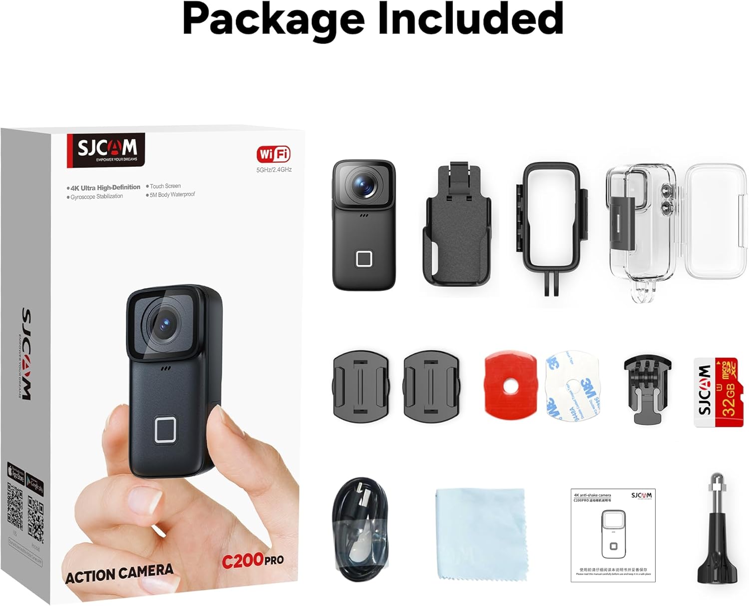 VMIDirect AI Recognition Sports Action Camera package contents including mounts and accessories