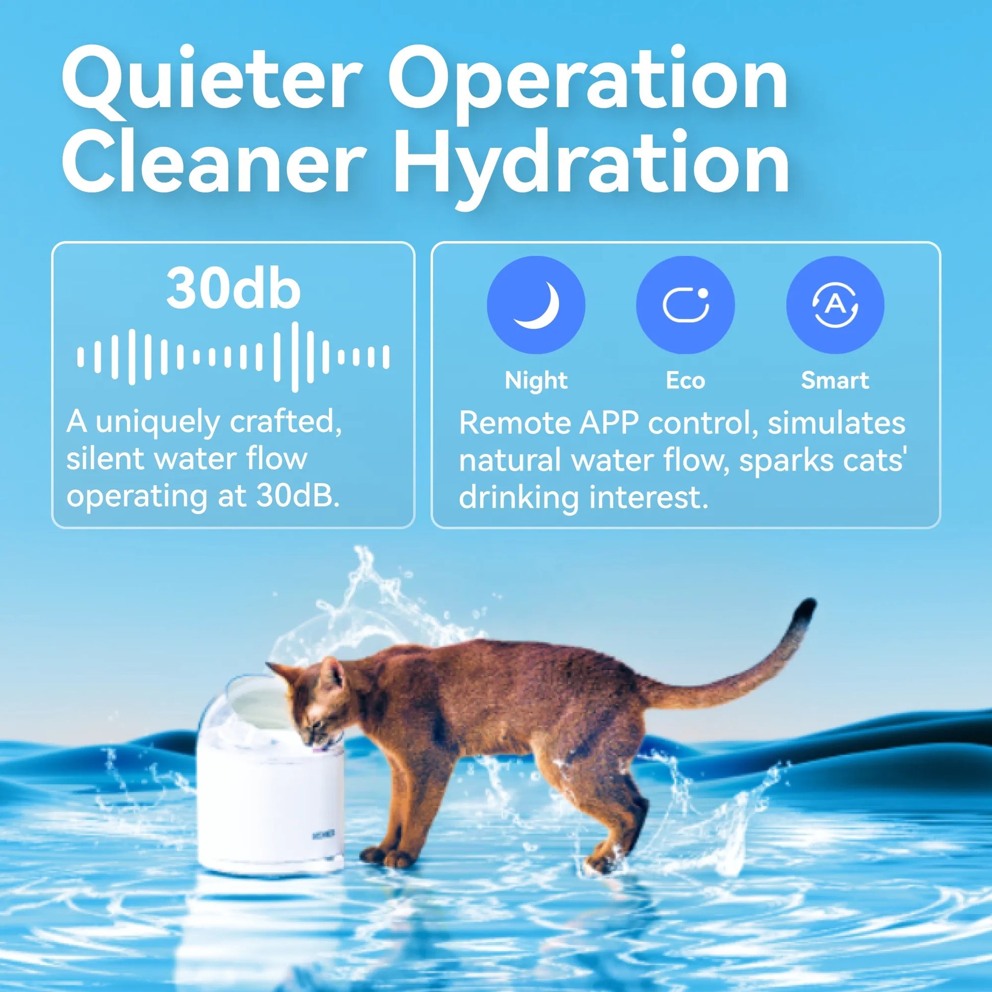 AI water fountain by VMIDirect with quiet operation, remote app control, and natural water flow features