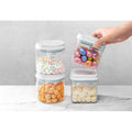 VMIDirect airtight milk powder container set with four clear jars for organized food storage