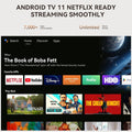 Android TV 11.0 portable projector displaying Netflix ready streaming apps like Netflix YouTube and Disney Plus