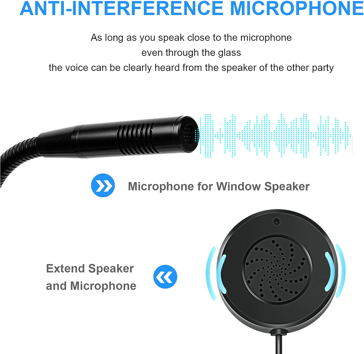 Anti-Interference Window Microphone with flexible design for clear voice transmission through glass