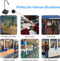 Anti-Interference Window Microphone shown with use cases including embassy visa, bank, ticket, hospital, amusement park, and post office windows