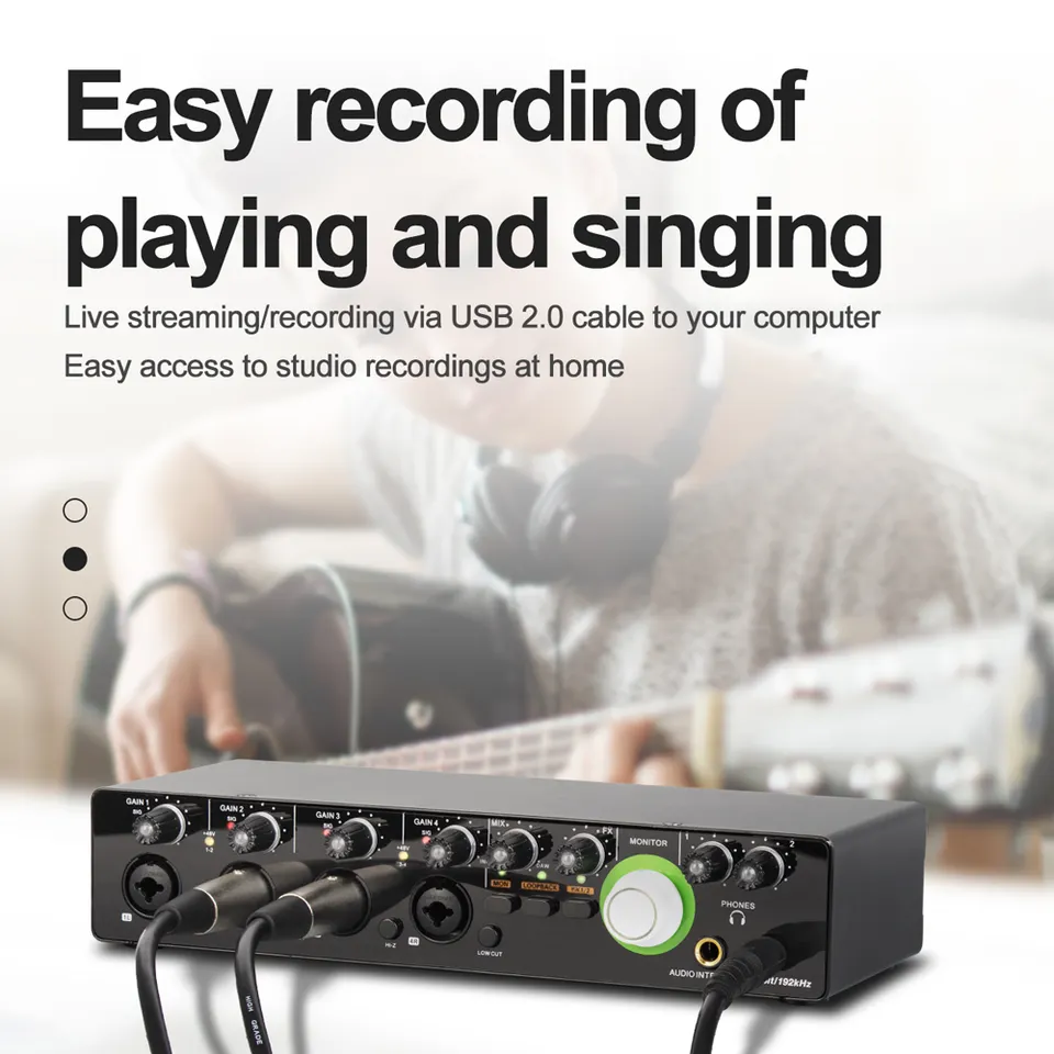 VMIDirect Audio Interface Studio Sound Card for easy recording of music and vocals at home
