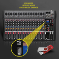 Professional Audio Mixer Console with USB mode to reduce noise and avoid music damage