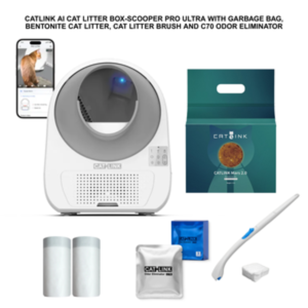 CATLINK Scooper Pro Ultra 5GHz Camera Cat Litter Box Self-Cleaning Litter Box Remote control and health monitoring with CATLINK APP Multi-cat family friendly Suitable for Small to Large cats