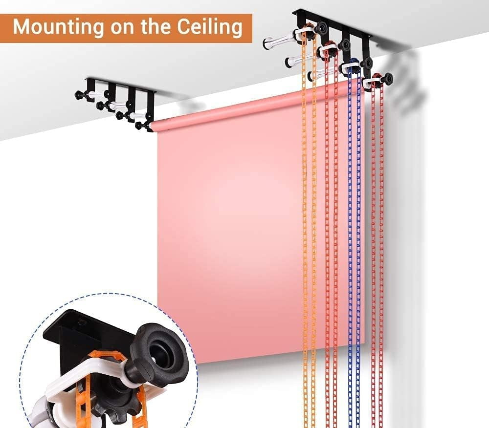 VMIDirect Background Paper with Ceiling Mount and Colorful Background Props for Photography Setup