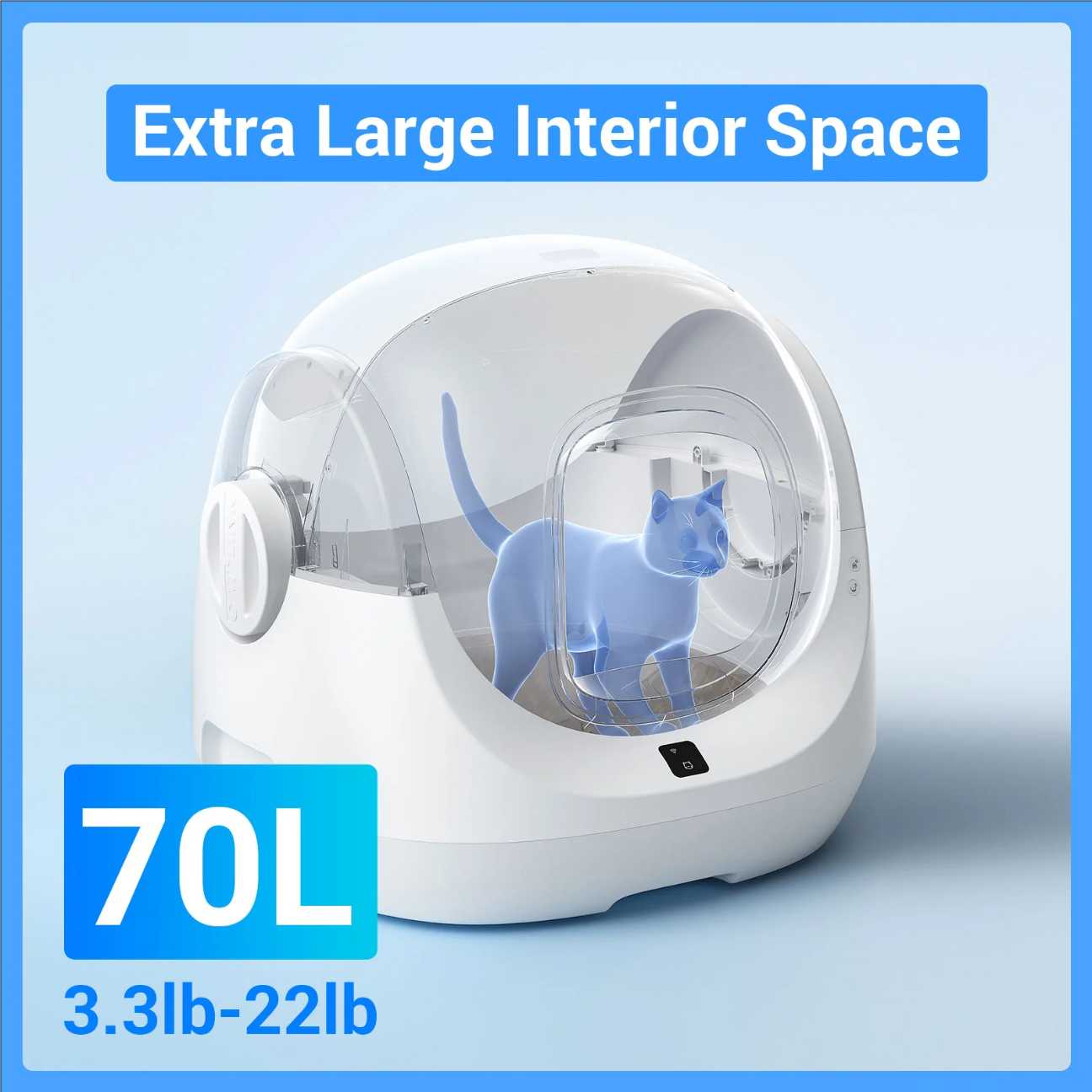 VMI Baymax Scooper SE Cat Litter Box with Extra Large 70L Interior Space for 3.3lb to 22lb Cats