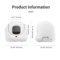 VMI Cat Litter Box with Baymax scooper se, featuring dimensions for easy setup and use