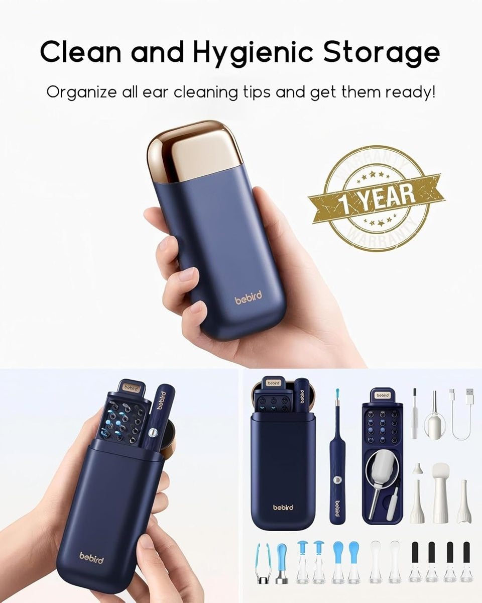 Bebird I35R ear cleaning camera with hygienic storage case and various cleaning tips