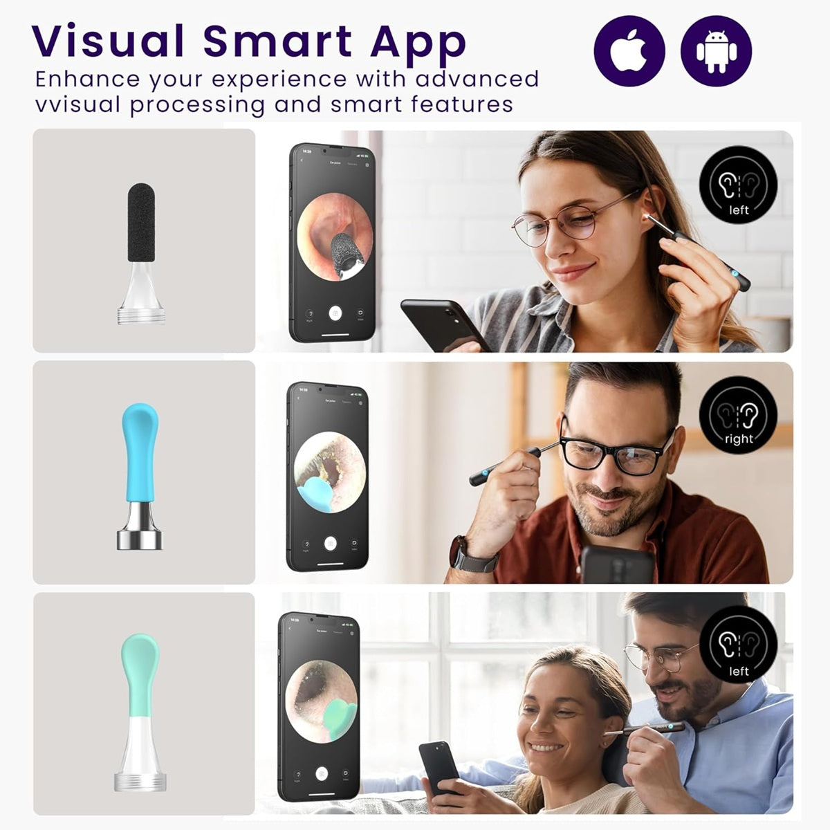 Wireless ear wax removal tool with smart app features for effective ear cleaning