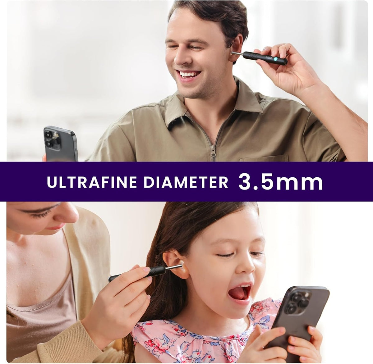 Wireless ear wax removal tool with a 3.5mm ultrafine diameter for effective personal care use