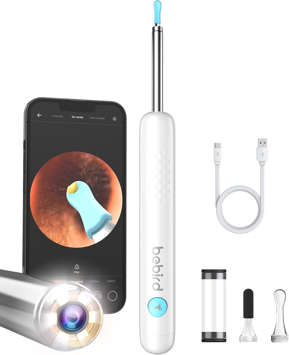 Wireless ear wax removal tool with camera and charging cable for safe ear cleaning