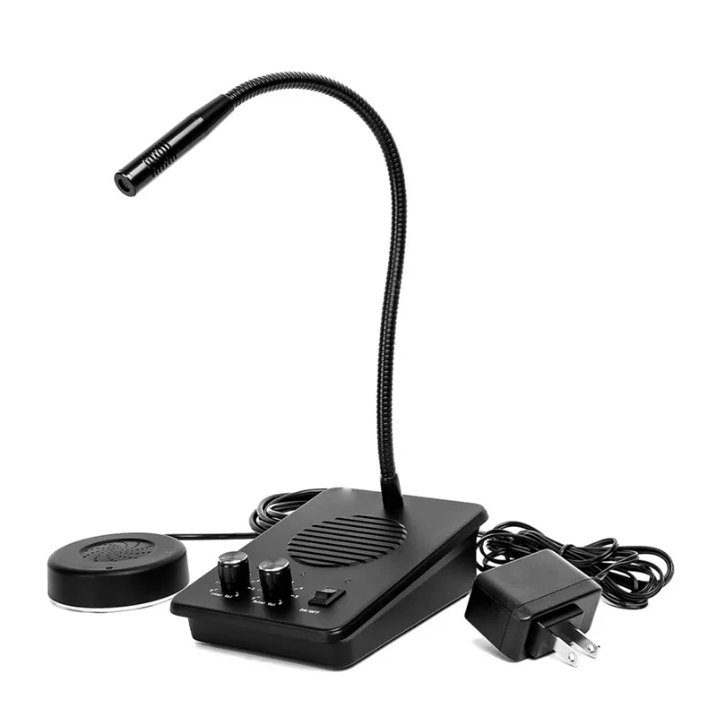 Anti-Interference Window Microphone with flexible neck and external speaker for clear audio