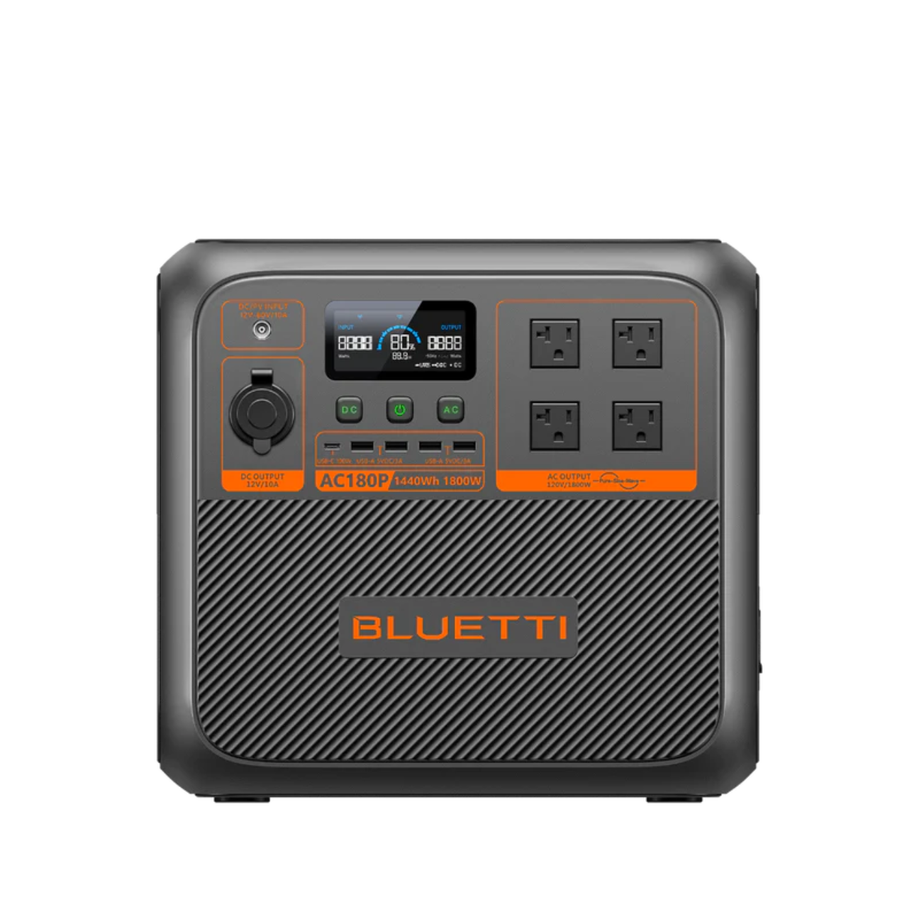 VMI DIRECT Portable Power Station AC180P with multiple outlets and digital display for outdoor use