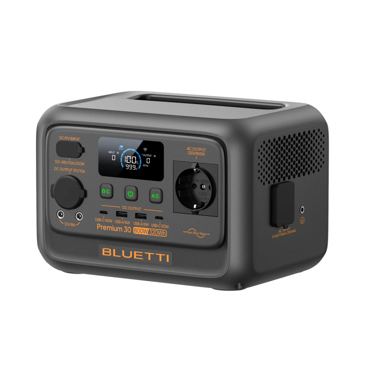 BLUETTI Portable Power Station with multiple output ports and digital display for convenient energy supply