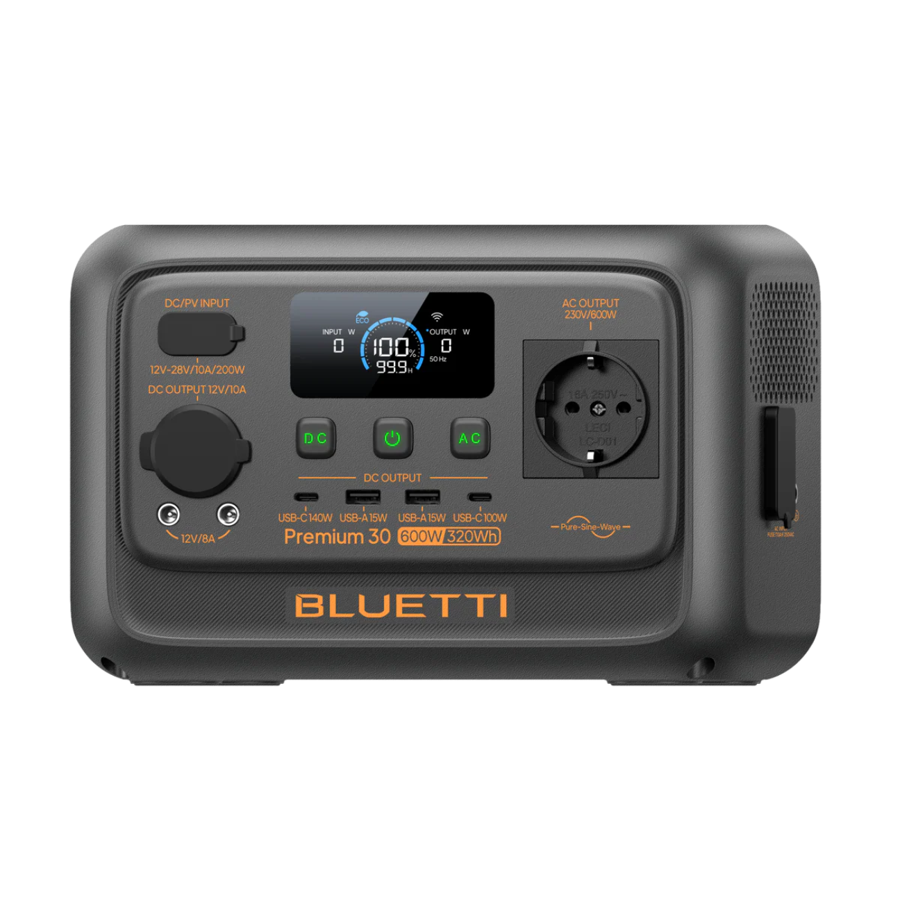 BLUETTI Premium 30 Portable Power Station with AC and DC outputs for reliable power on the go