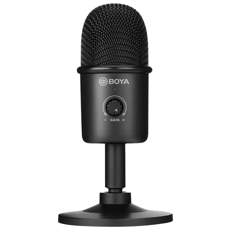 BOYA BY-CM3 USB condenser microphone with adjustable gain control and sturdy desktop stand