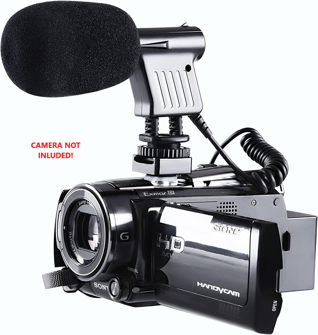 Boya BY-VM01 condenser microphone with windscreen for improved audio recording quality