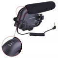 BOYA BY-VM190 video microphone with a foam windscreen and a switch for easy control
