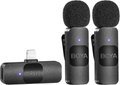 BOYA mini wireless lavalier microphone system with two clip-on mics and a USB receiver for clear audio capture