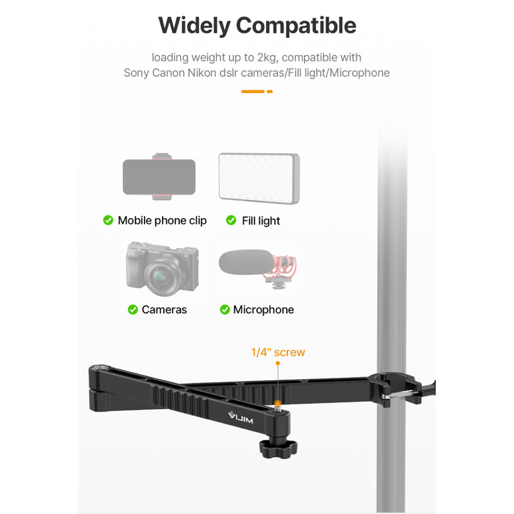VMIDirect C-Clamp Mount And Ball Head for Cameras, Fill Lights, and Microphones with 1/4 inch screw