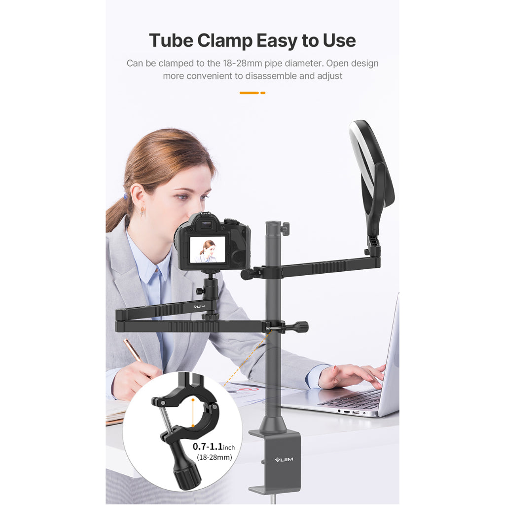 VMIDirect Tube Clamp with C-Clamp Mount And Ball Head for secure camera positioning and easy adjustments