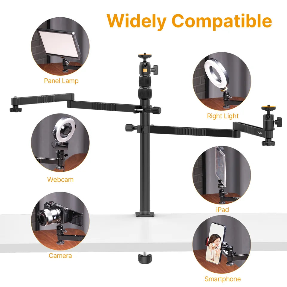 VMIDirect C-Clamp Mount And Ball Head for Tripods with various attachments for cameras and lights