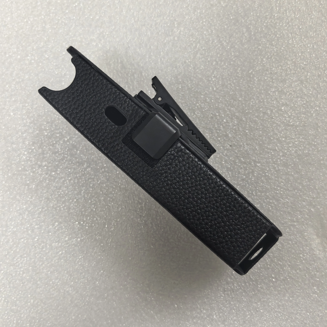 C300 Leather Back Clip Case designed for secure attachment to sports cameras and easy access