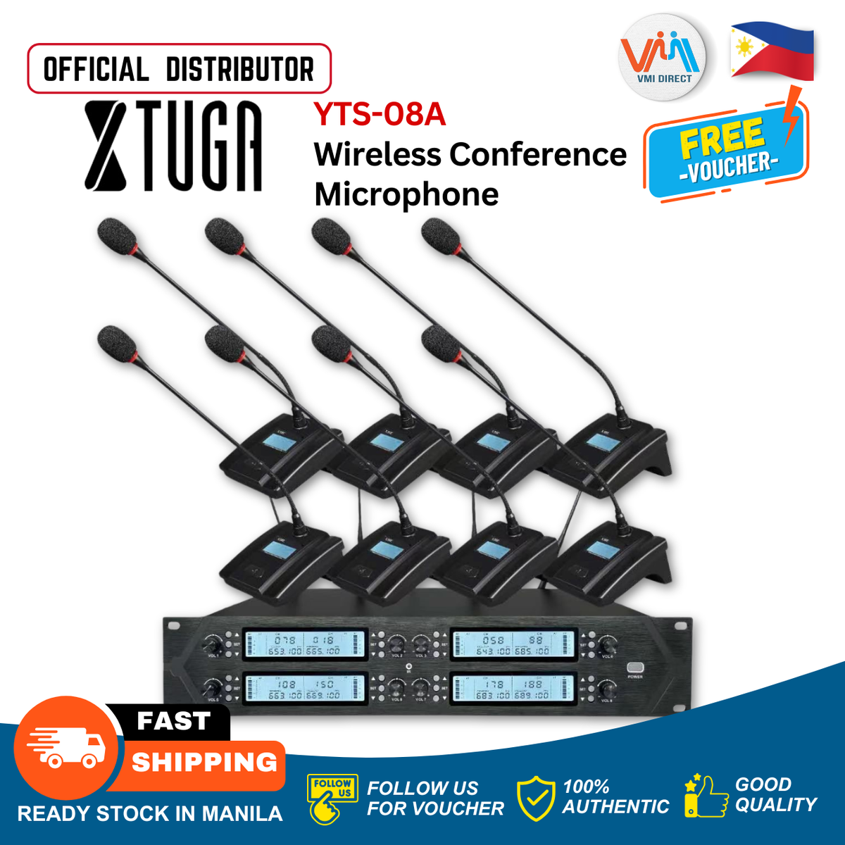 XTUGA YTS-8A 8 Channels UHF Wireless Microphone