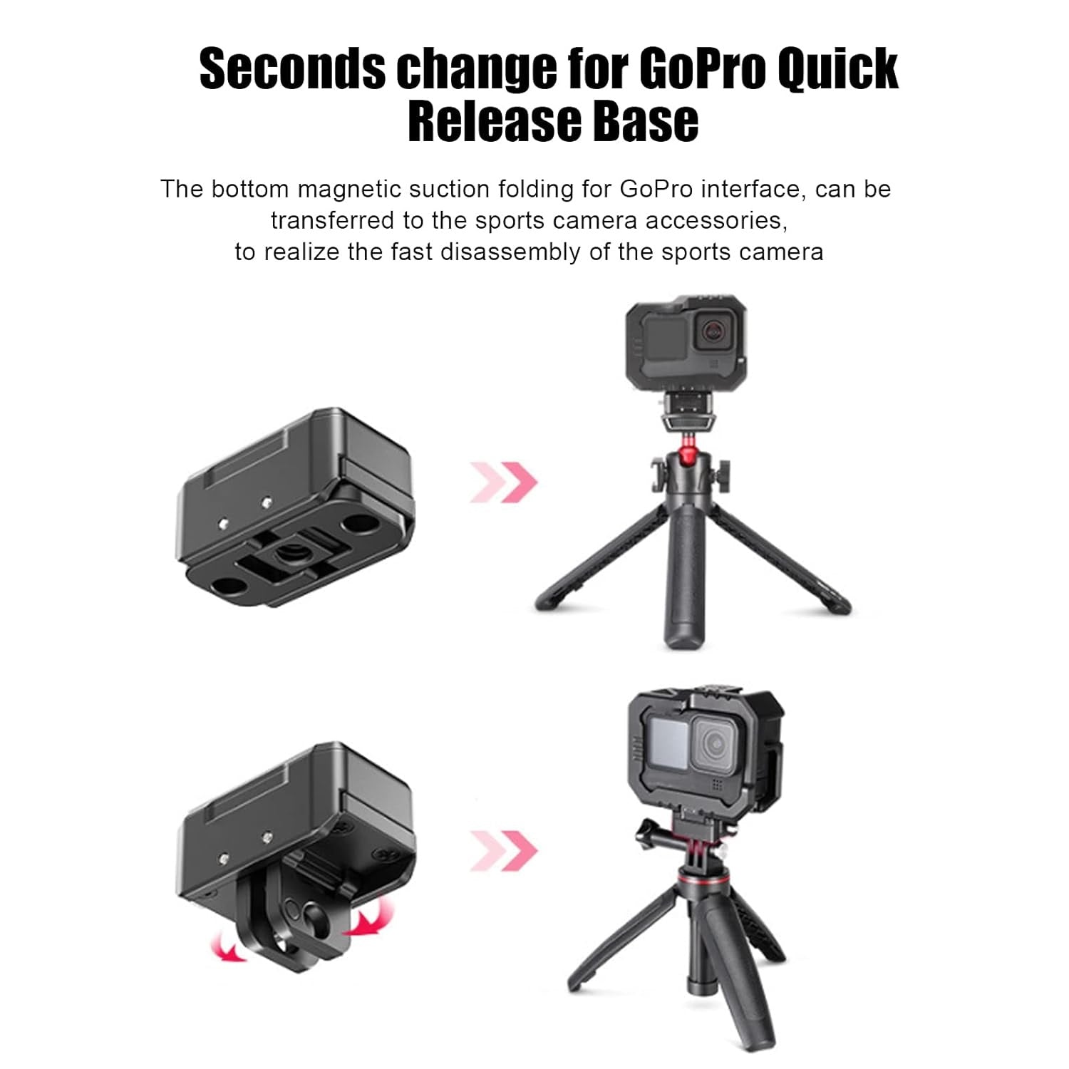 VMIDirect Camera Quick Release Base Kit for GoPro with magnetic suction for fast disassembly