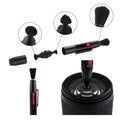 Canon camera cleaning kit with brush, blower, and microfiber cloth for lens maintenance