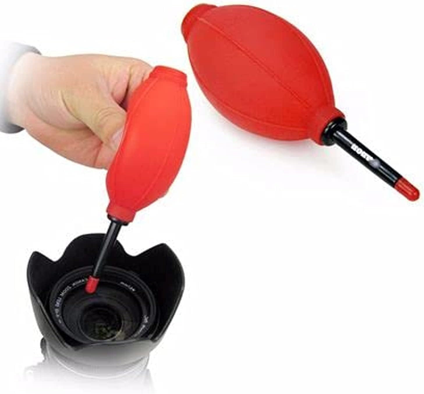 Canon camera cleaning kit featuring a blower and brush for lens maintenance
