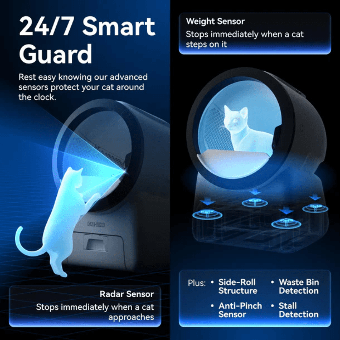 Automatic cat box litter with 24/7 Smart Guard and advanced safety features