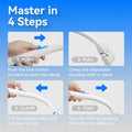 Step-by-step instructions for using a litter box cleaning brush with blue button mechanism