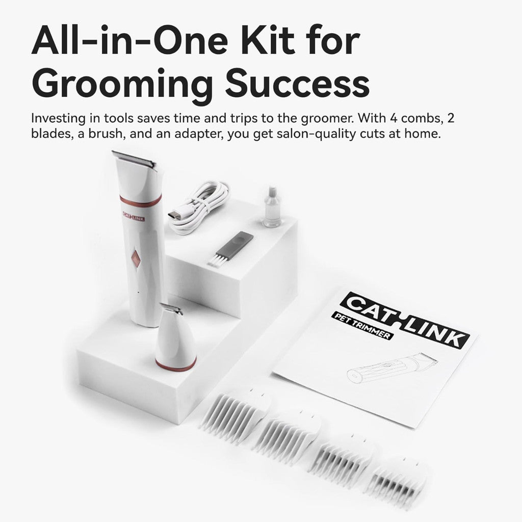 VMIDirect Pet Trimmer All-in-One Grooming Kit with Blades, Combs, Brush, and Adapter for Home Use