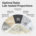 Optimal ratio diagram showing lab-tested proportions of Cassava Mixed Cat Litter components for effective odor control