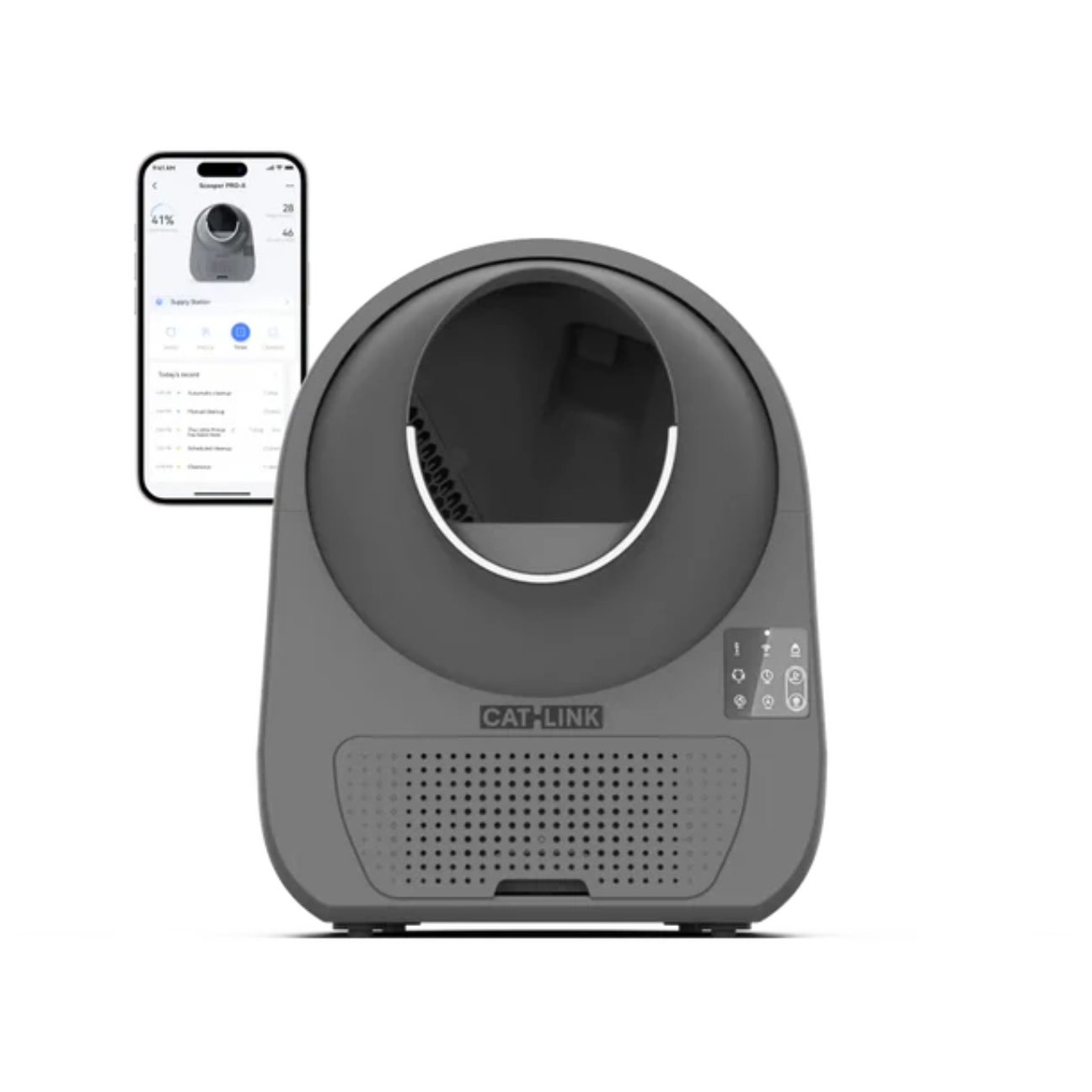 Cat Litter Box with Smartphone App Control, featuring Scooper Pro X AI technology for automatic cleaning