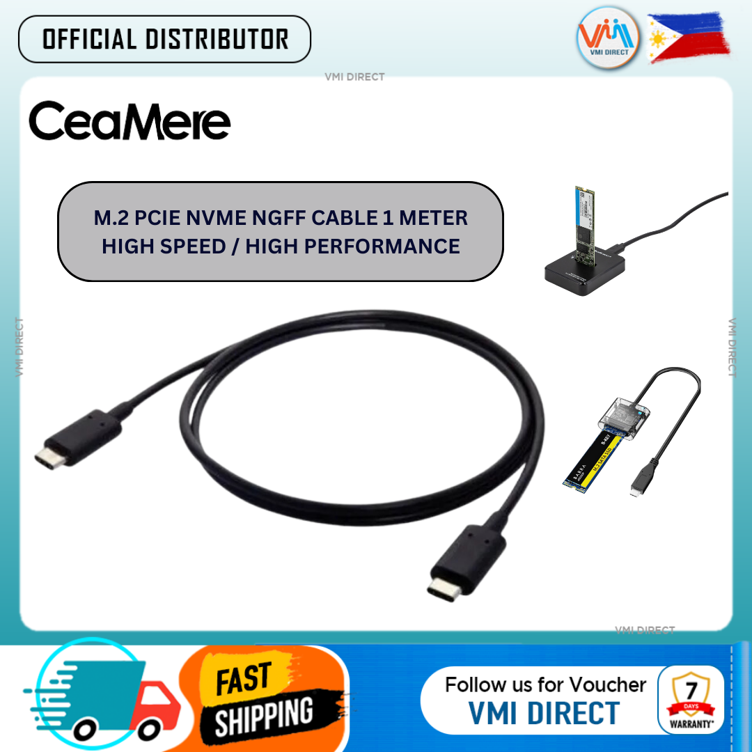 CeaMere M.2 PCIe NVMe NGFF Cable 1 Meter for Internal High-Speed Solid State Drive Connection