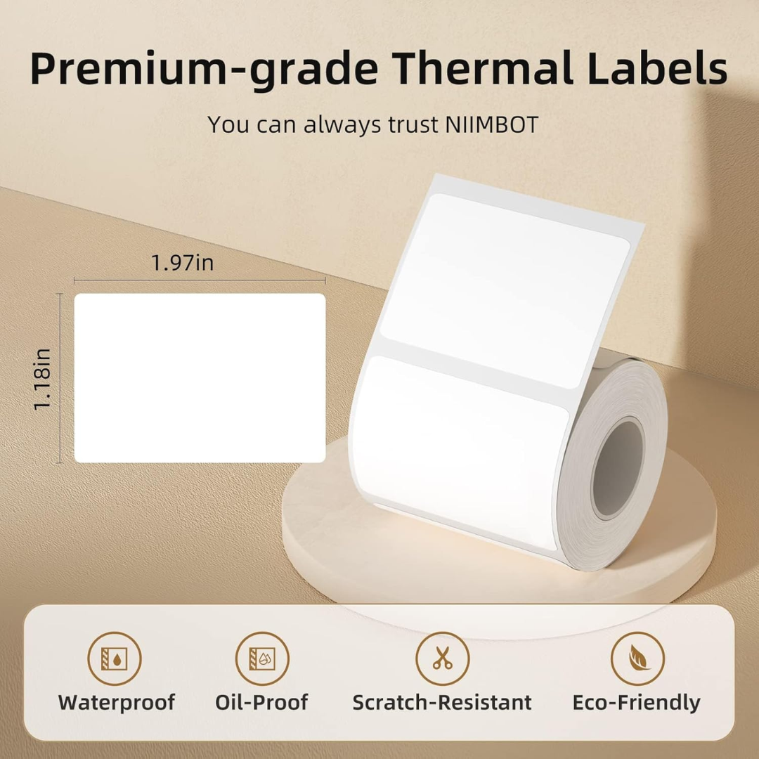 NIIMBOT White Thermal Labels for B21 B3S B1 - Waterproof & Oil-proof Self-Adhesive Sticker Paper 50x30, 40x40, 40x30, 40x80, 30x15-2