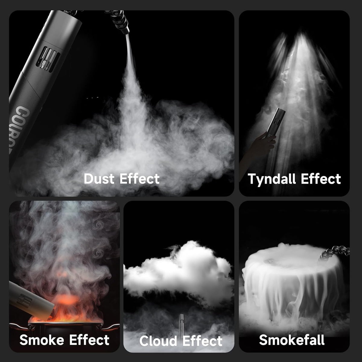 Variety of effects created by a fog machine using fog machine liquid for COLBOR CF5