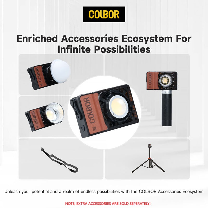 COLBOR portable LED video light 100W with accessories for versatile lighting solutions