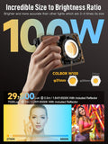 Portable LED video light 100W with high brightness and a compact design for optimal performance in photography
