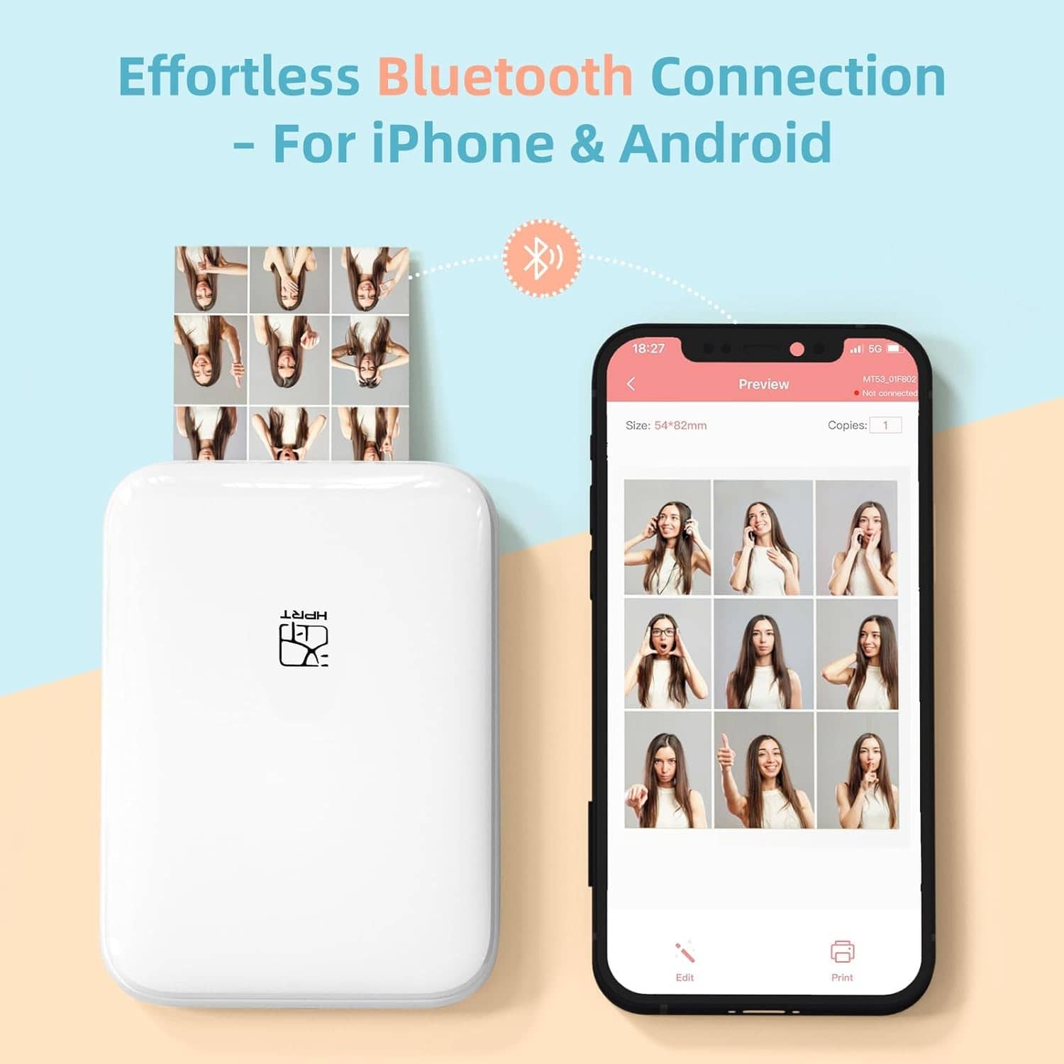 VMIDirect Color Photo Printer Kit with Bluetooth Connection for iPhone and Android Devices