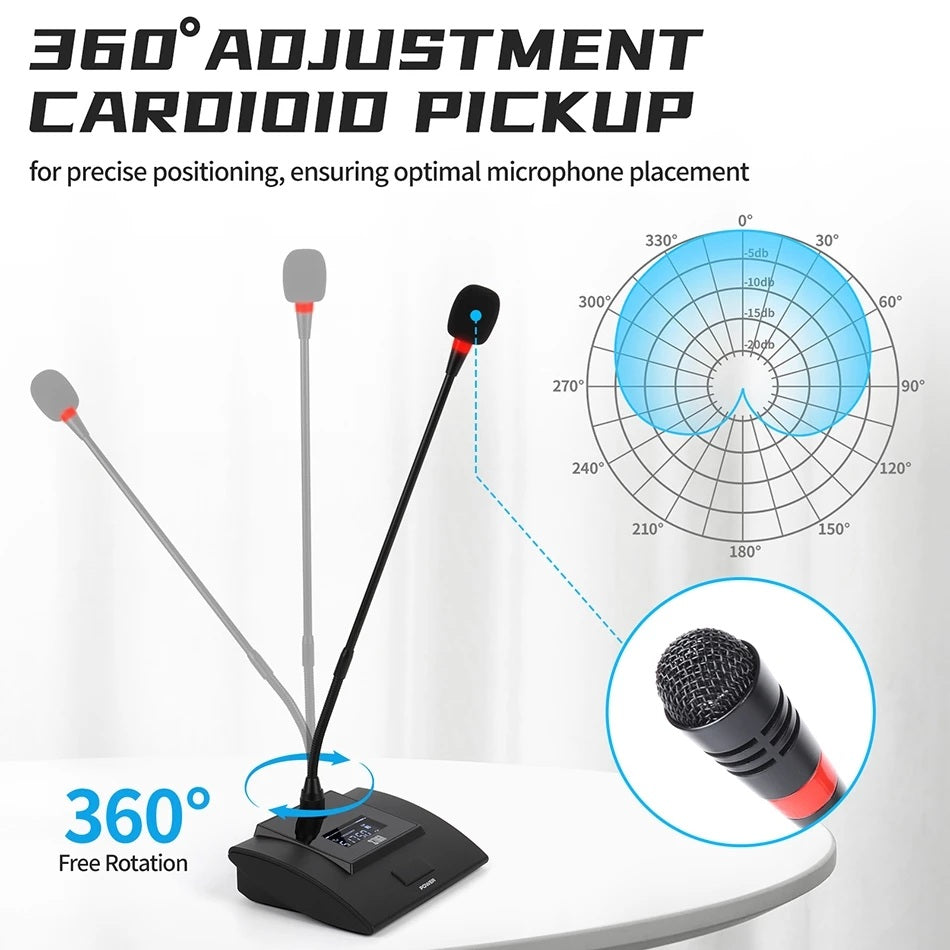 Conference microphone with 360 degree adjustment and cardioid pickup for optimal sound capture