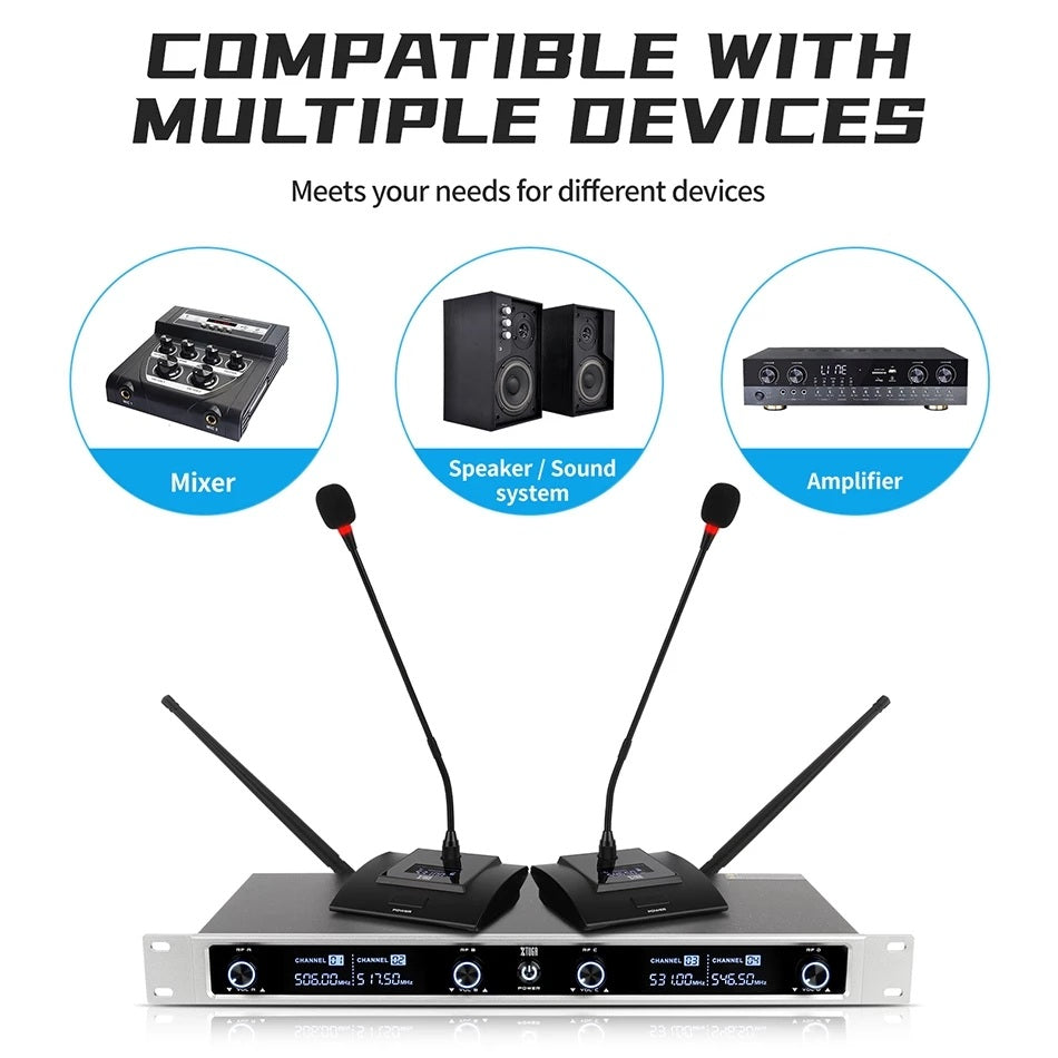 Conference microphone system with dual mics and compatibility for various devices
