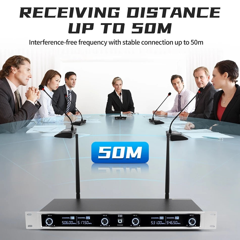 Conference microphone with stable connection up to 50m, ideal for meetings