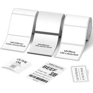 NIIMBOT White Thermal Labels for B21 B3S B1 - Waterproof & Oil-proof Self-Adhesive Sticker Paper 50x30, 40x40, 40x30, 40x80, 30x15-2