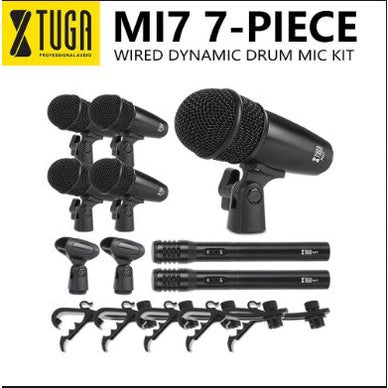 XTUGA New MI7 7Pcs Dynamic Drum Mic Kit Whole Metal Kick Bass Tom/Snare &amp; Cymbals Microphon