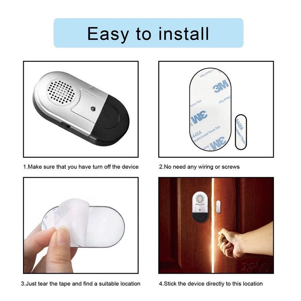 Affordable wireless alarm for doors and window with easy peel and stick installation