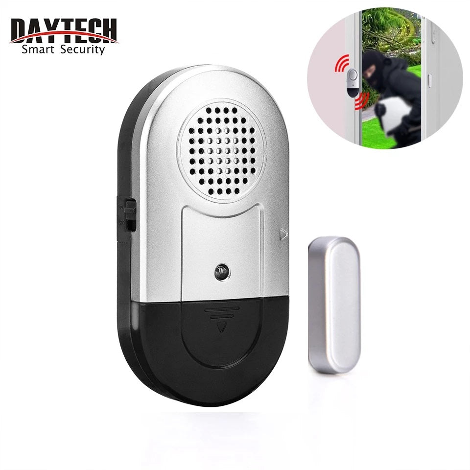 Affordable wireless alarm for doors and window with sleek silver and black design